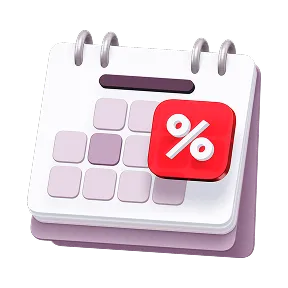 Зручні терміни. Можливість розміщення коштів на будь-який термін: від однієї доби до року. Зображено календар.