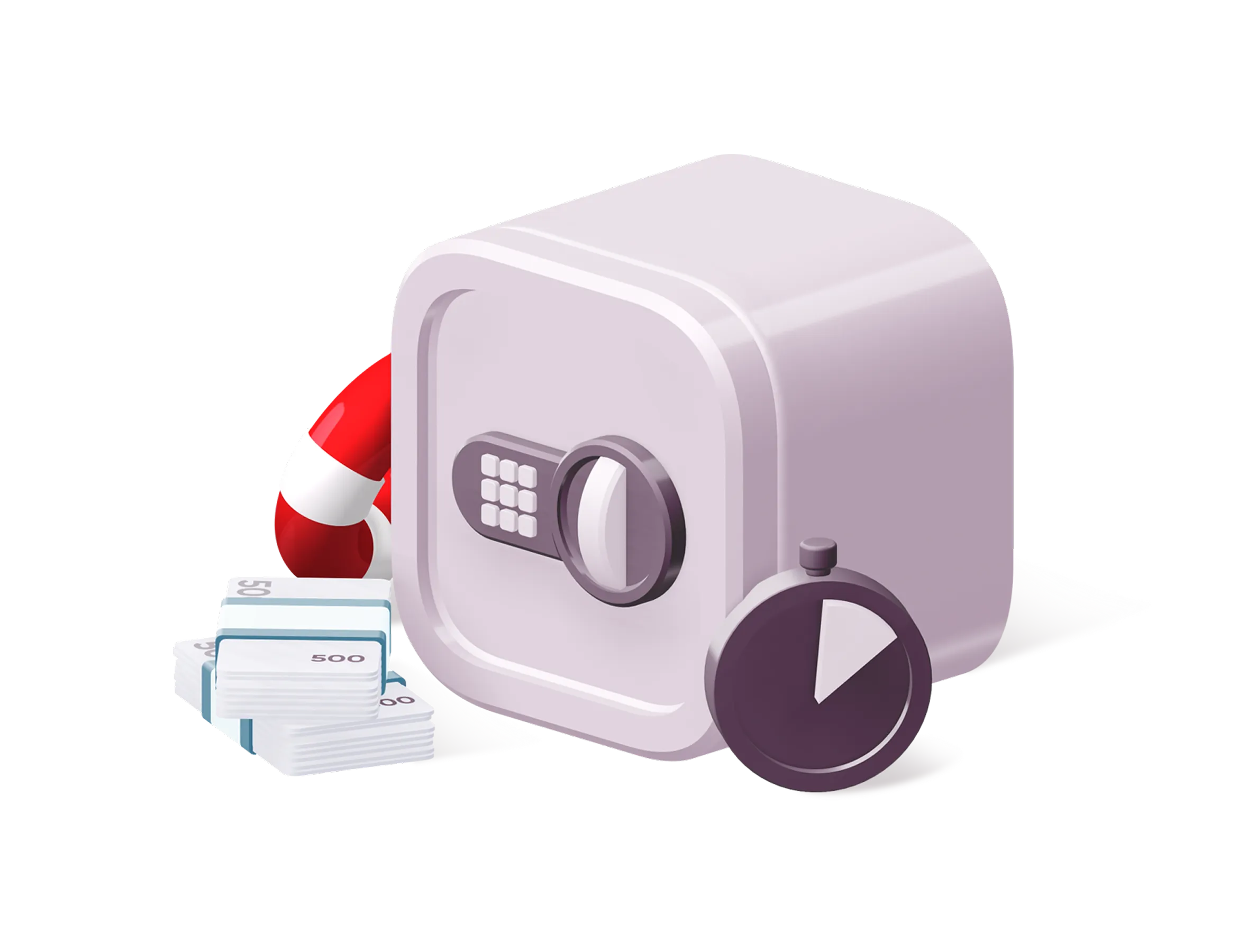 Сейф, секундомер, рятівне коло  та кілька пачок банківських банкнот